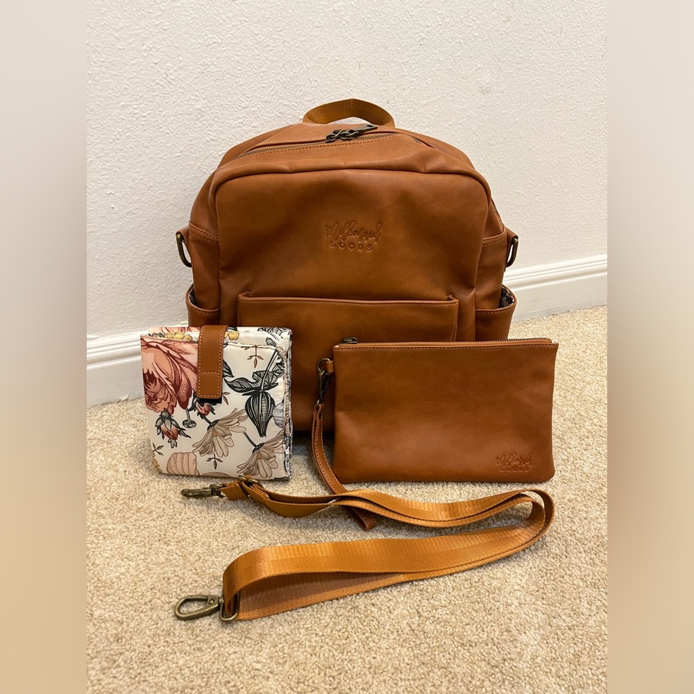 Milkmaid Goods Brooklyn Backpack in Cognac with Hattie Interior